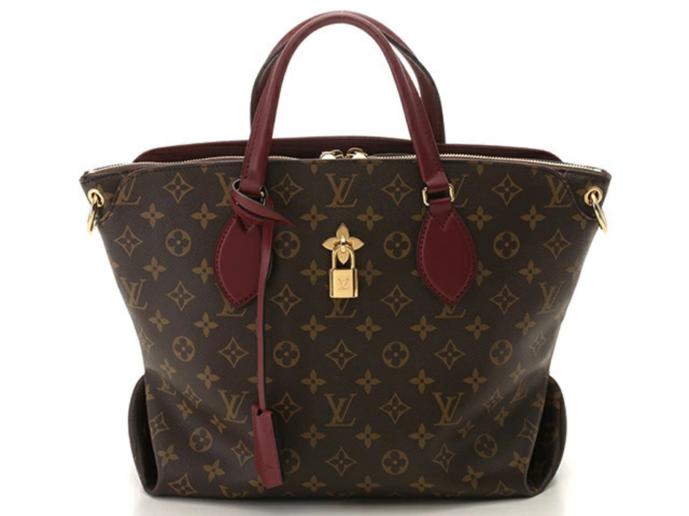 LOUIS VUITTON Flower Zipped Tote 2way Shoulder Bag Monogram Bordeaux Purple